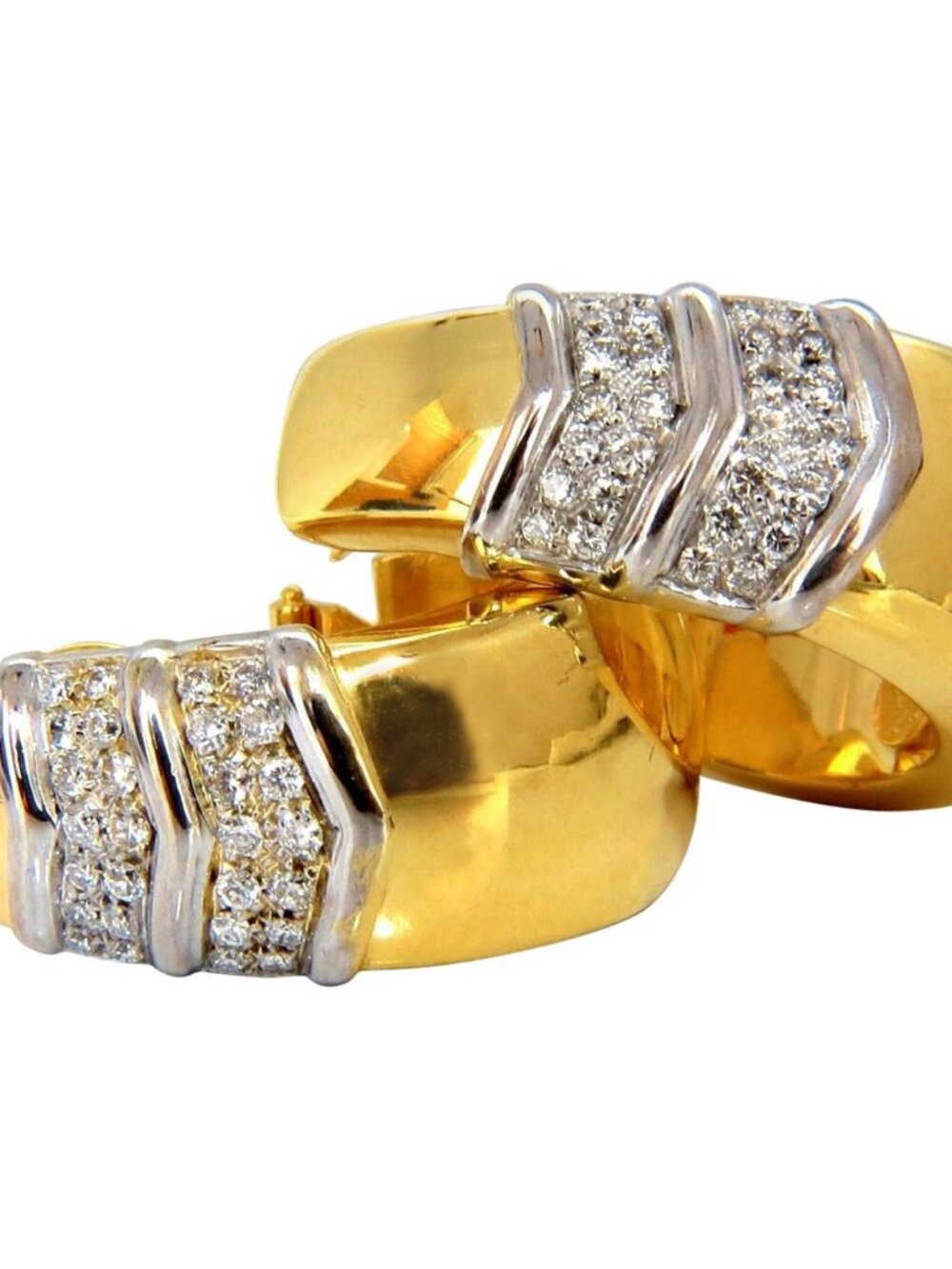 1.00ct large size classic diamond semi hoop earrings 18kt gold*